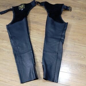 Vintage US Made Co. Danvers Ma. Black Leather Chaps-Sz S